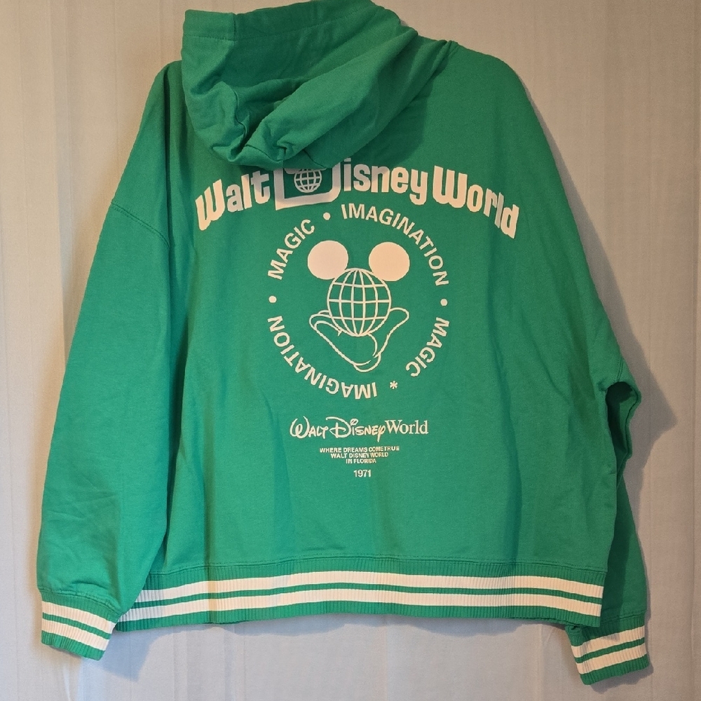 Walt Disney World Adult Green Zip Hoodie Sz XL NWT